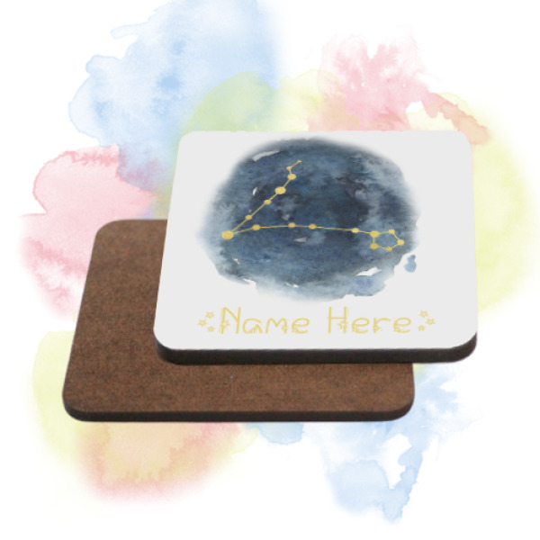 Personalised Birthday Coaster - Watercolour Star Sign - Aquarius