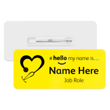 #hello my name is... Name Badge - Classic Yellow - Heart Stethoscope