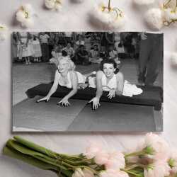 Hollywood stars, vintage photographic black and white card  - 12.6 x 17.7cm and blank inside - made in the UK