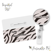 #hello my name is... Name Badge & Metal ID Reel - Zebra Animal Print