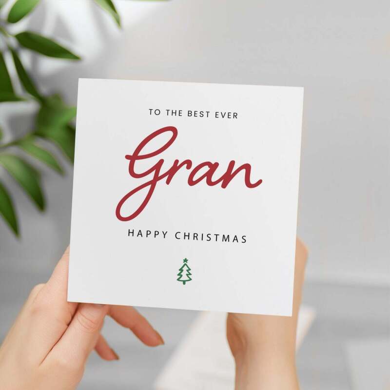 Christmas Card For Gran Xmas Card For Gran Best Gran Ever Christmas Card - Square (5.5x5.5) / Blank Inside