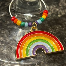 Handmade Wine Glass Charm - Enamel Rainbow