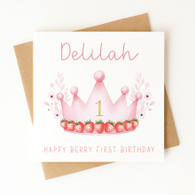 Personalised 1st Birthday Card - Happy Berry First Birthday - Small (Approx. A6 | 105mm x 148mm | 4.1in x 5.8in) - Standard Smooth Card