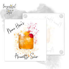 Personalised Amaretto Sour Glass Coaster with Splash Effect