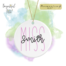 Personalised Ceramic Hanging Decoration - Miss/Mrs/Mr Teacher's Name