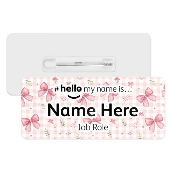 #hello my name is... Name Badge - Pastel Gingham Bows