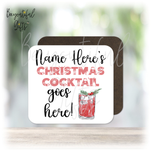 Personalised Colourful Christmas Cocktail Wooden Coaster - 4