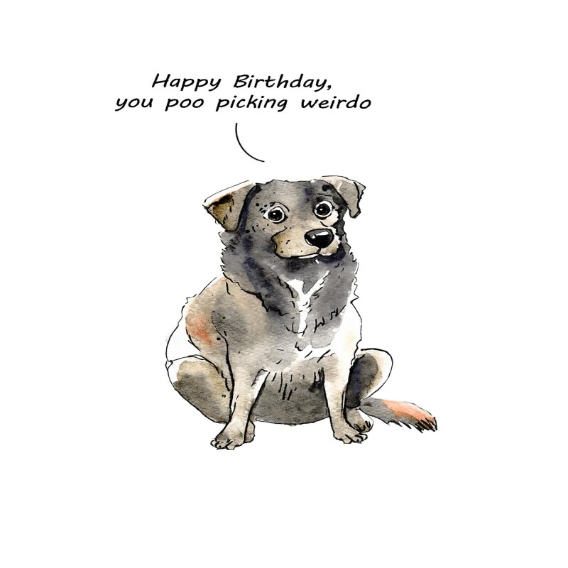 Poo Picking weirdo - funny dog card