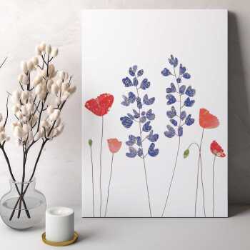 Lupins and poppies blank greeting card -  designed by Eloise Hall - 15.7 x 11cm and blank inside, made in the UK