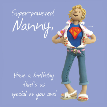 Holy Mackerel super nanny birthday card for a grandmother - designed by artist Erica Sturla - 15cm square and blank inside for your message - made in the UK