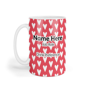 Personalised Ceramic Mug - Red & White Hearts