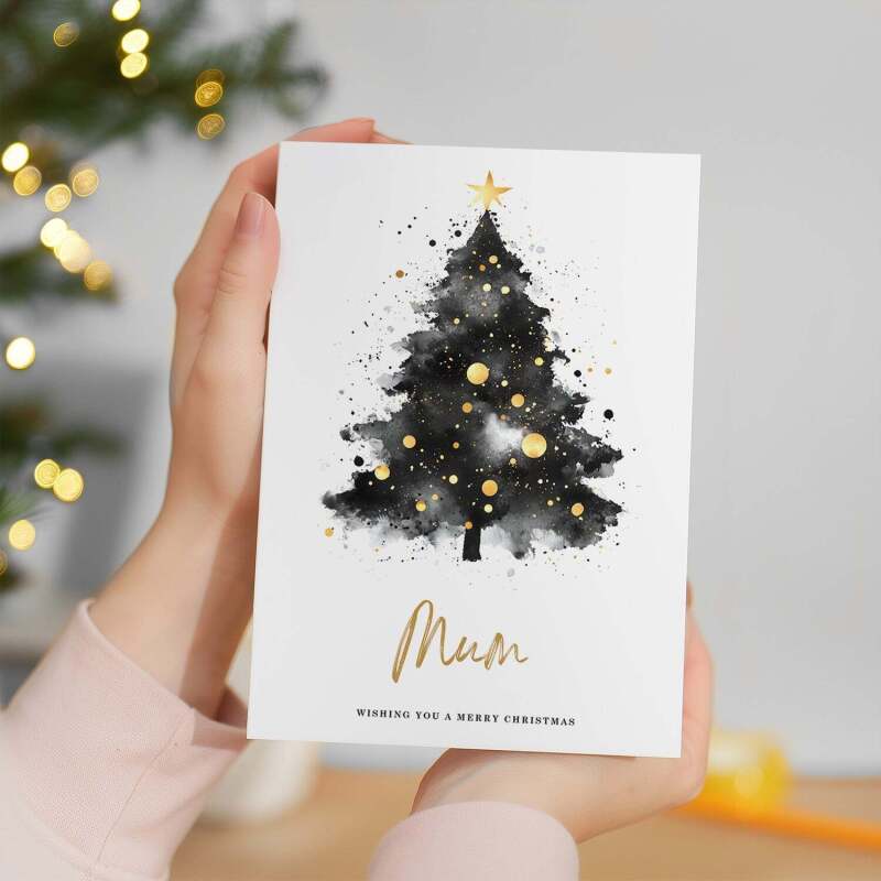 Christmas Card For Mum Christmas Tree Card Wising You A Merry Christmas - Portrait (5x7) / Blank Inside