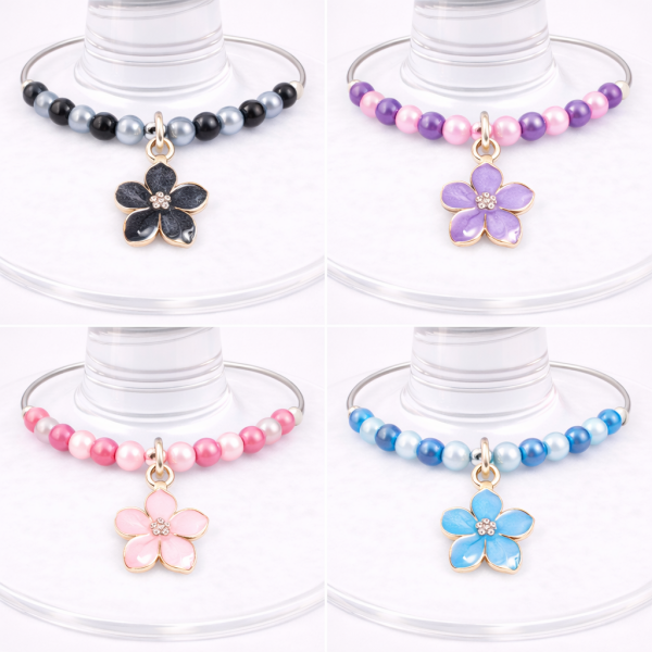Handmade Wine Glass Charm - Enamel Coloured Flower