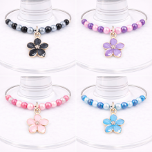 Handmade Wine Glass Charm - Enamel Coloured Flower