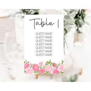 Personalised Table Numbers - Pink Peony