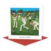 Out for a duck, blank cricket themed card - designed by Erica Sturla - 15cm square and blank inside, made in the UK