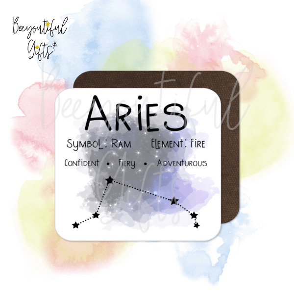 Birthday Coaster - Star Sign with Astrology Background - Aquarius