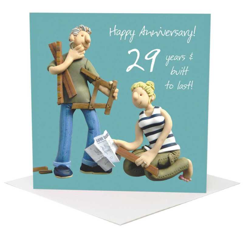 29th wedding anniversary card (furniture anniversary) - designed by Erica Sturla - 15cm square and blank inside, made in the UK