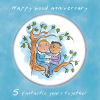 Holy Mackerel same sex LGBTQ+ 5th Wood anniversary card (male) by Rosie Brooks - blank inside - 15cm square