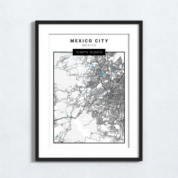 Mexico City - Mexico - Map Print - A4