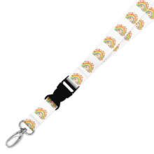 Double Breakaway Lanyard - Rainbow Flowers