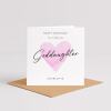 Goddaughter birthday card personalised pink heart design custom name handmade minimalist greeting - Smooth No Message - Kraft Brown