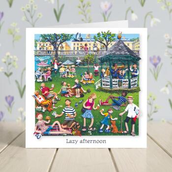 Summer Card - Lazy Afternoon - Polymer Clay Art by Erica Sturla - Fun Park Card UK