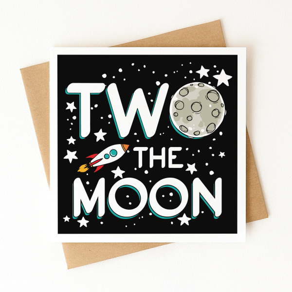 2nd Birthday Card - Two The Moon - Standard Smooth Card