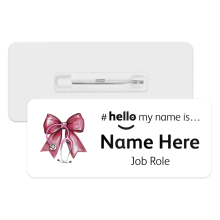 #hello my name is... Name Badge - Coloured Coquette Bow Ribbon