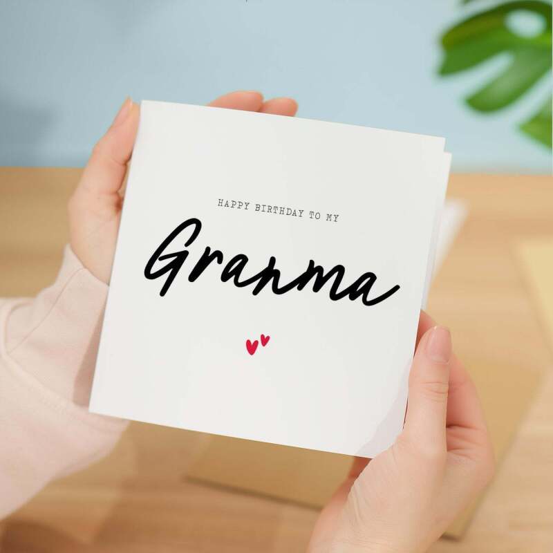 Birthday Card For Granma Happy Birthday Card For Granma Simple Birthday Card For Granma Love Hearts Birthday Card For Granma - Square (5.5x5.5) / Blank Inside