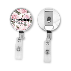 Personalised Metal ID Reel - Pink Roses