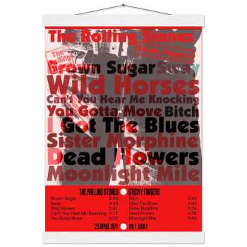 Rolling Stones 'Sticky Fingers' Album Tracklist Poster with Hanger