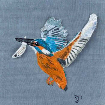Kingfisher with Catch 150mm Square Greetings Card by Sarah J Perry