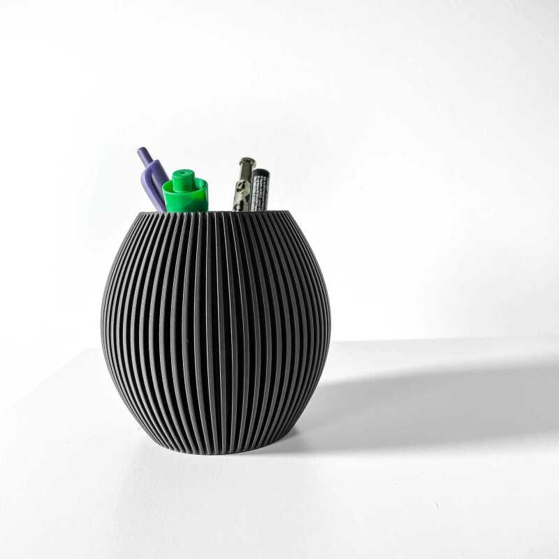 The Renis Pen Holder - Desk Organiser and Pencil Cup Holder - Matte Dark Green