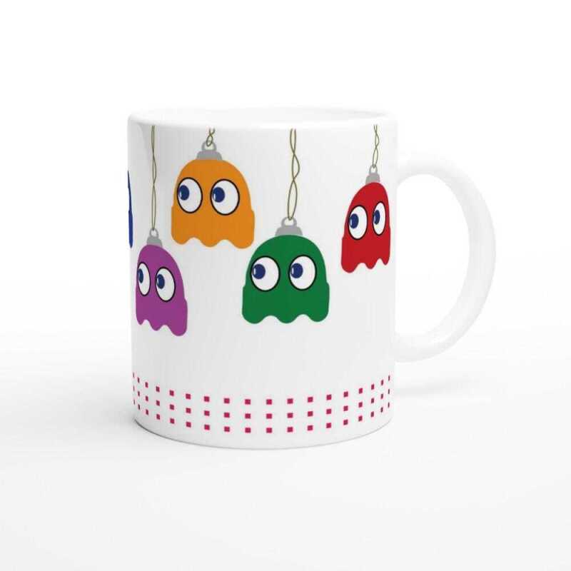 Pacman Christmas Bauble Mug - Ceramic White