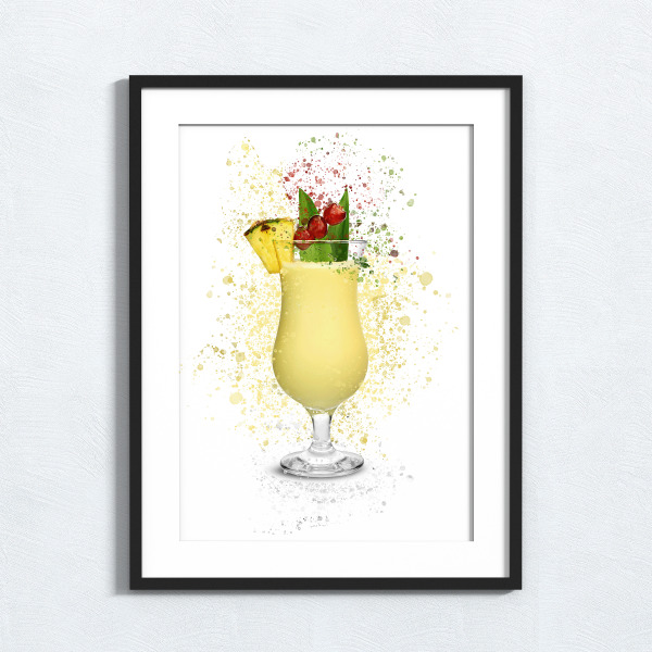 Pina Colada Splash Effect Art Print - A6 (Approx. 10cm x 15cm)