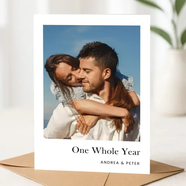 Personalised One Year Anniversary Card - One Whole Year - Small (Approx. A6 | 105mm x 148mm | 4.1in x 5.8in) - Standard Smooth Card