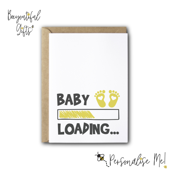 Pregnancy Announcement Card - Baby Loading... - Small (A6) - Yellow