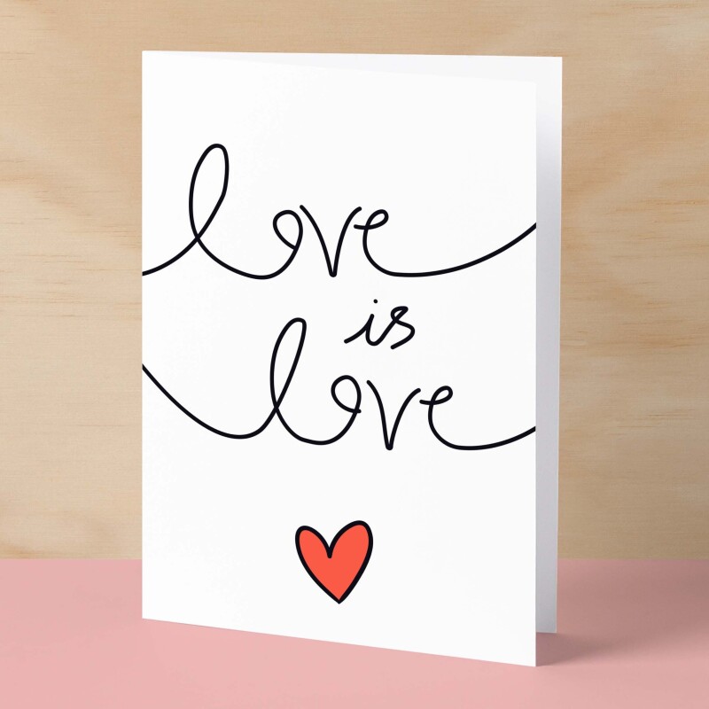 Anniversary or Valentine's Card for Her Anniversary Card for Wife Valentines Day Card For Husband Boyfriend or Girlfriend Love is Love - Large (5x7) / Blank Message