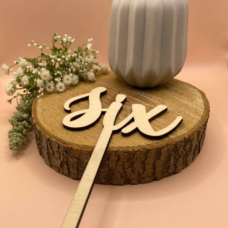 Wooden Wedding Table Numbers: Modern Calligraphy Decor - Plain Wood