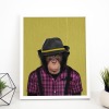 Monkey in clothes, animal print, wall art - A5 - Glossy - Blue