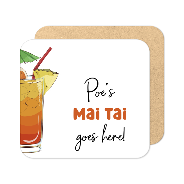 Personalised Drinks Coaster - Hand Drawn Mai Tai Cocktail