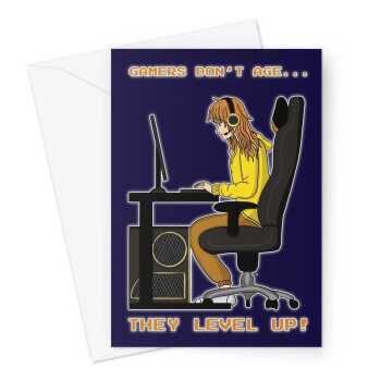 Gamer Girl Birthday Card - Level Up