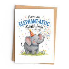 Birthday Card - Have an Elephant-astic Birthday - Small (Approx. A6 | 105mm x 148mm | 4.1in x 5.8in) - Standard Smooth Card