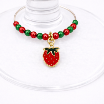 Handmade Wine Glass Charm - Strawberry