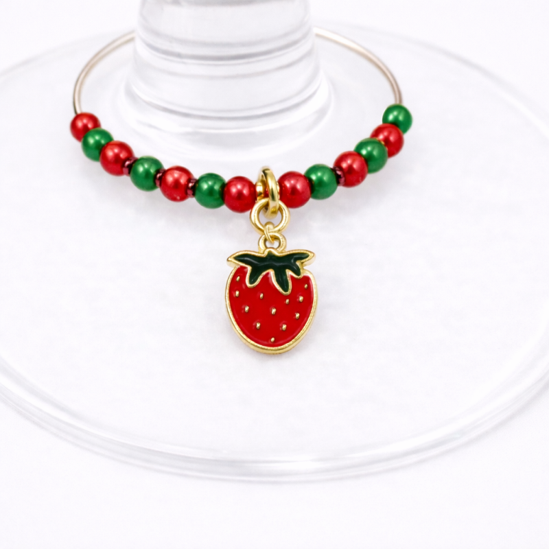 Handmade Wine Glass Charm - Strawberry