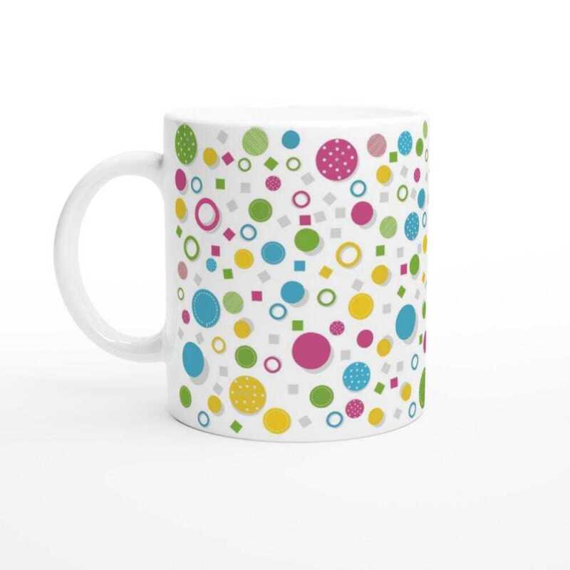 Custom Colour Dot Happy Birthday Mug - Ceramic White