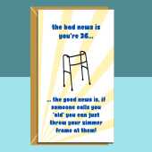 Funny 36th Birthday Card - Personalised inside if required - For Him or For Her, brother, sister, friend - Cheeky Card for 36 year old.