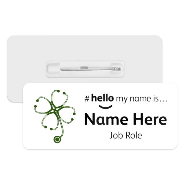 #hello my name is... Name Badge - Stethoscope Shamrock