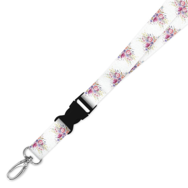 Double Breakaway Lanyard - Watercolour Floral Edges